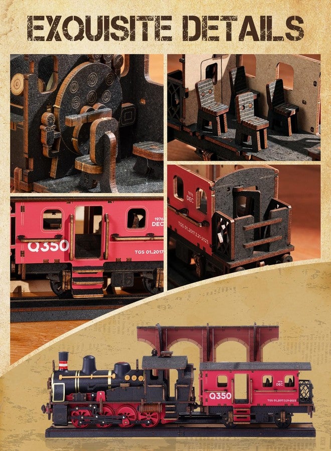 Wowood 3D Puzzles for Adults -Steam Train, Wooden Model Kits Building Set for Adults, DIY Crafts Kits Hobby Creative Gift Ideas(Steam Journey-405PCS) - Image 4